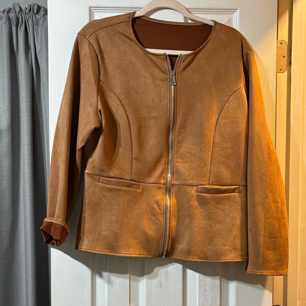 Elegant Tan Women's Bomber Jacket
